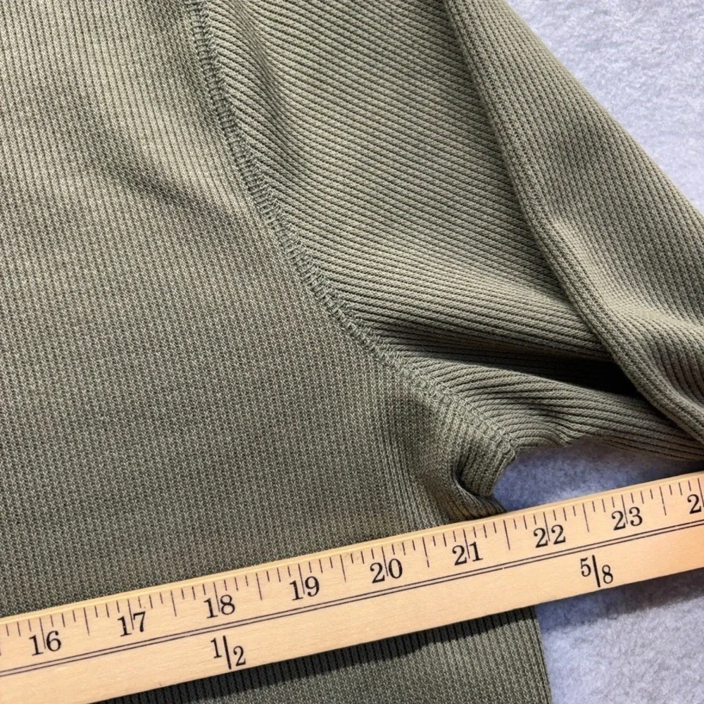 Banana Republic Shirt Mens Large Green Waffle Knit Long Sleeve Pullover Casual